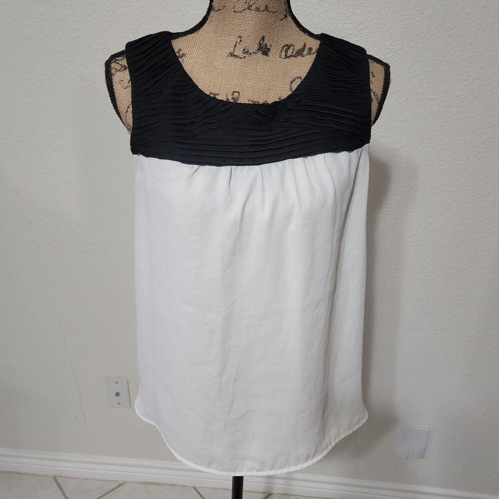Loft black and white dressy tank top size small